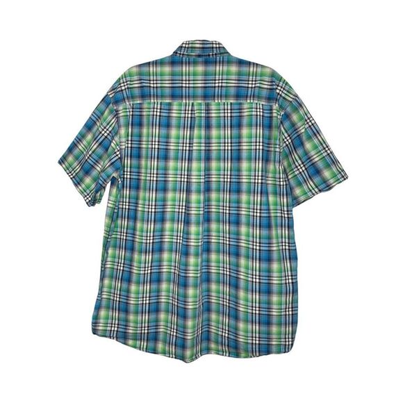 Cinch Men’s Large Short Sleeve Button Up Shirt Blue Green Plaid Western Rodeo - Picture 4 of 5